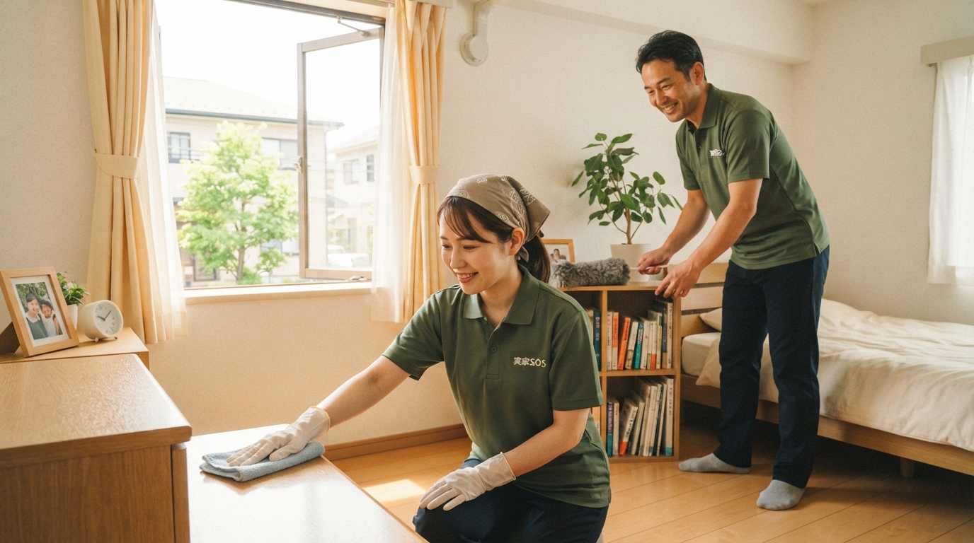 ゴミ屋敷の片付け作業と特殊清掃、それぞれの現場に対応するスタッフの様子